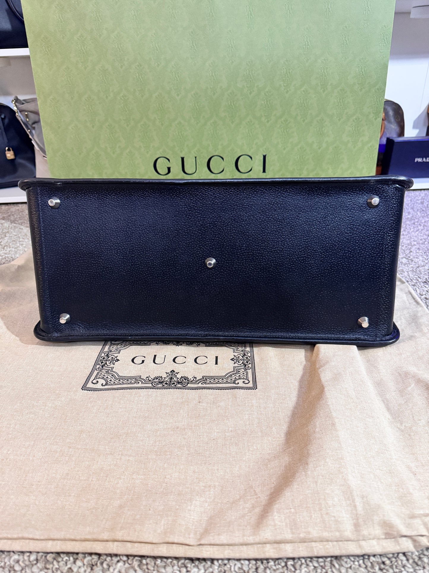 Gucci Interlocking G Black Leather Briefcase