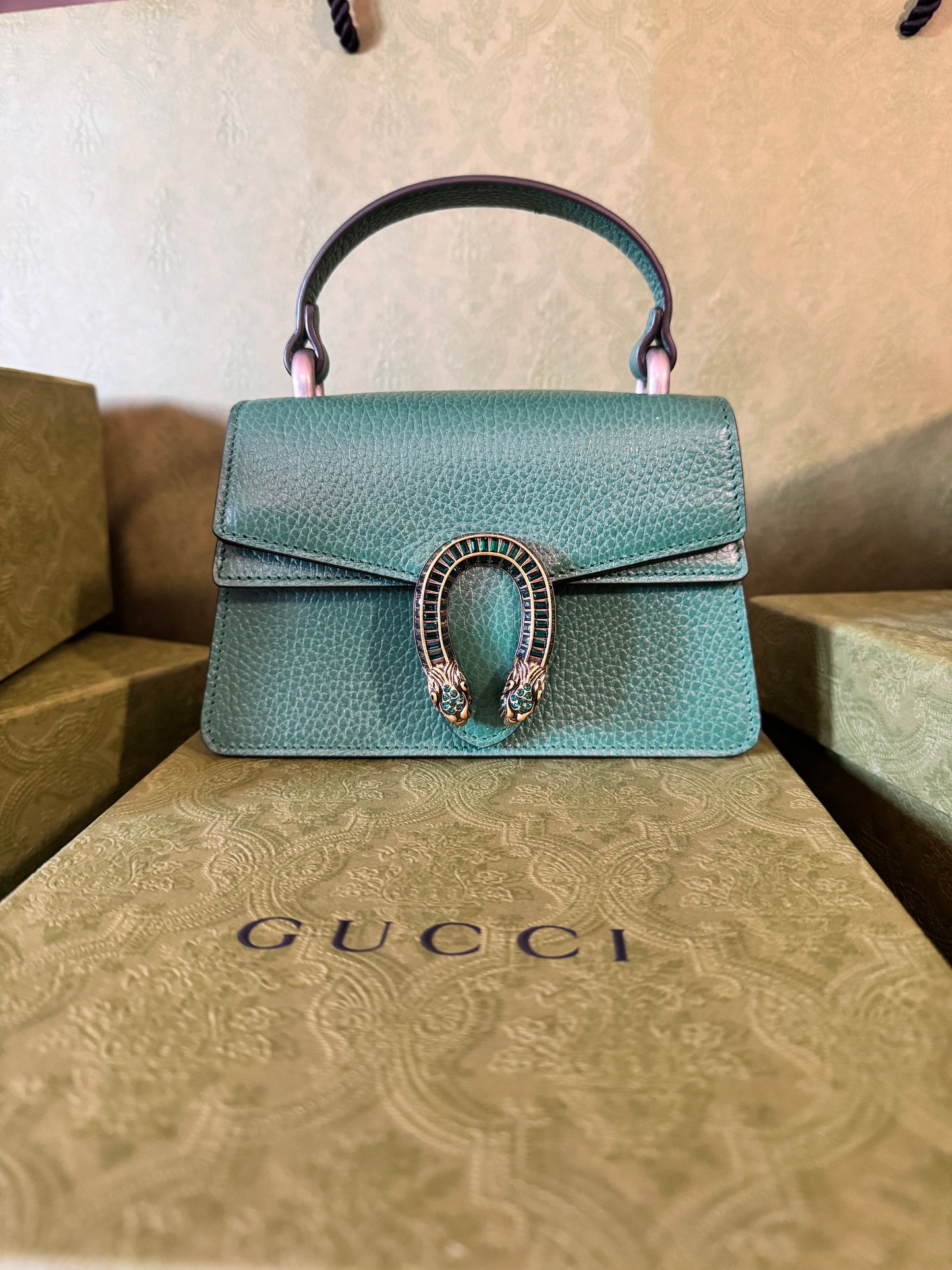 Gucci Emerald Super Mini Dionysus with Crystals