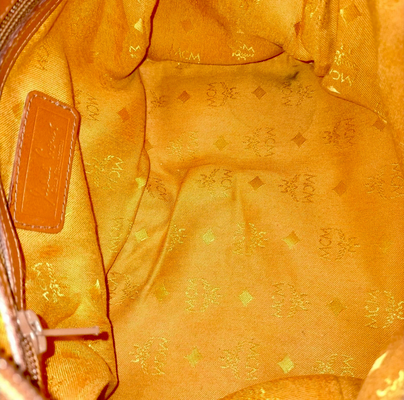 MCM Cognac Visetos Leather Handbag