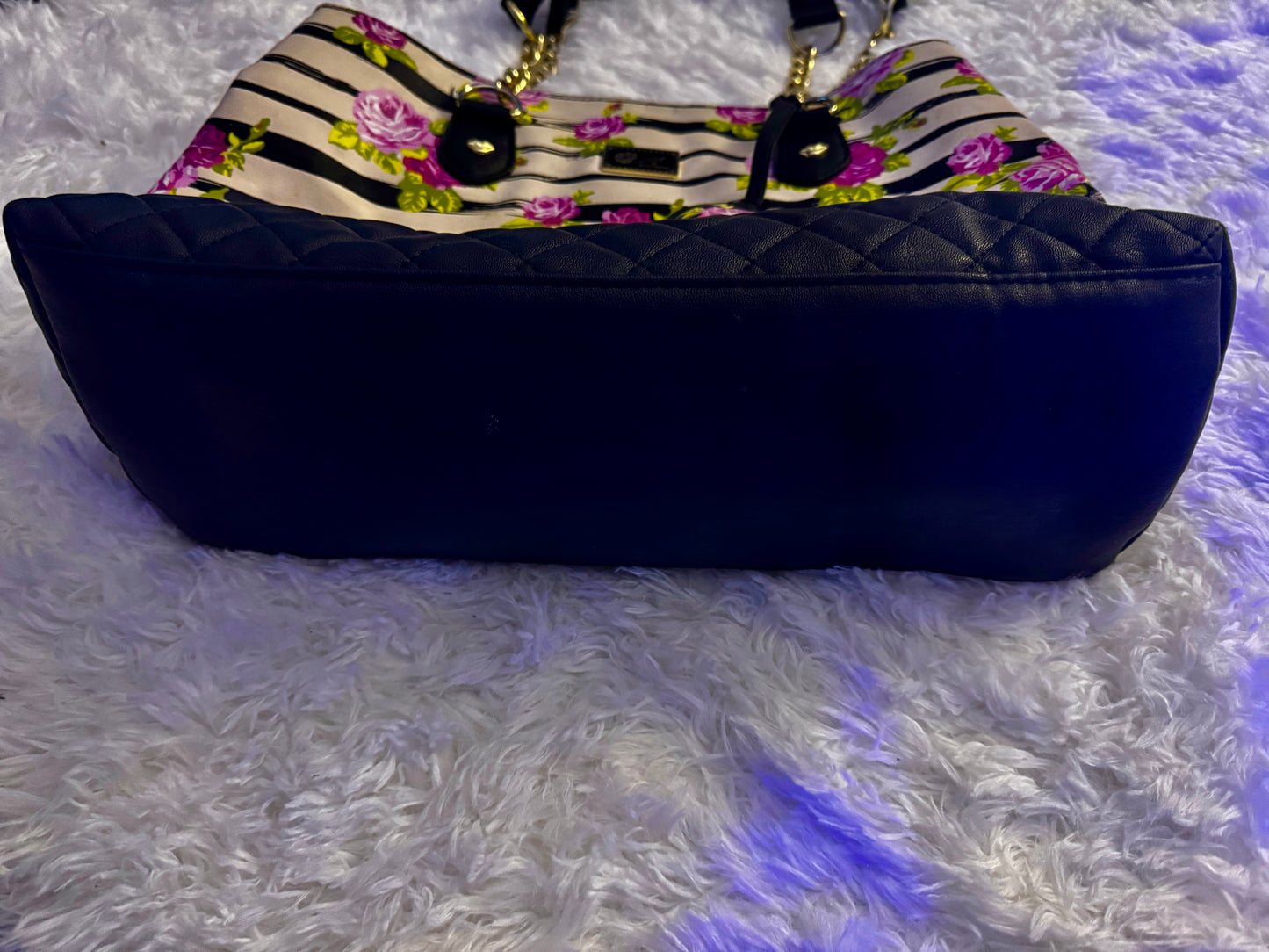 Betsey Johnson Striped Pink Floral Purse Handbag