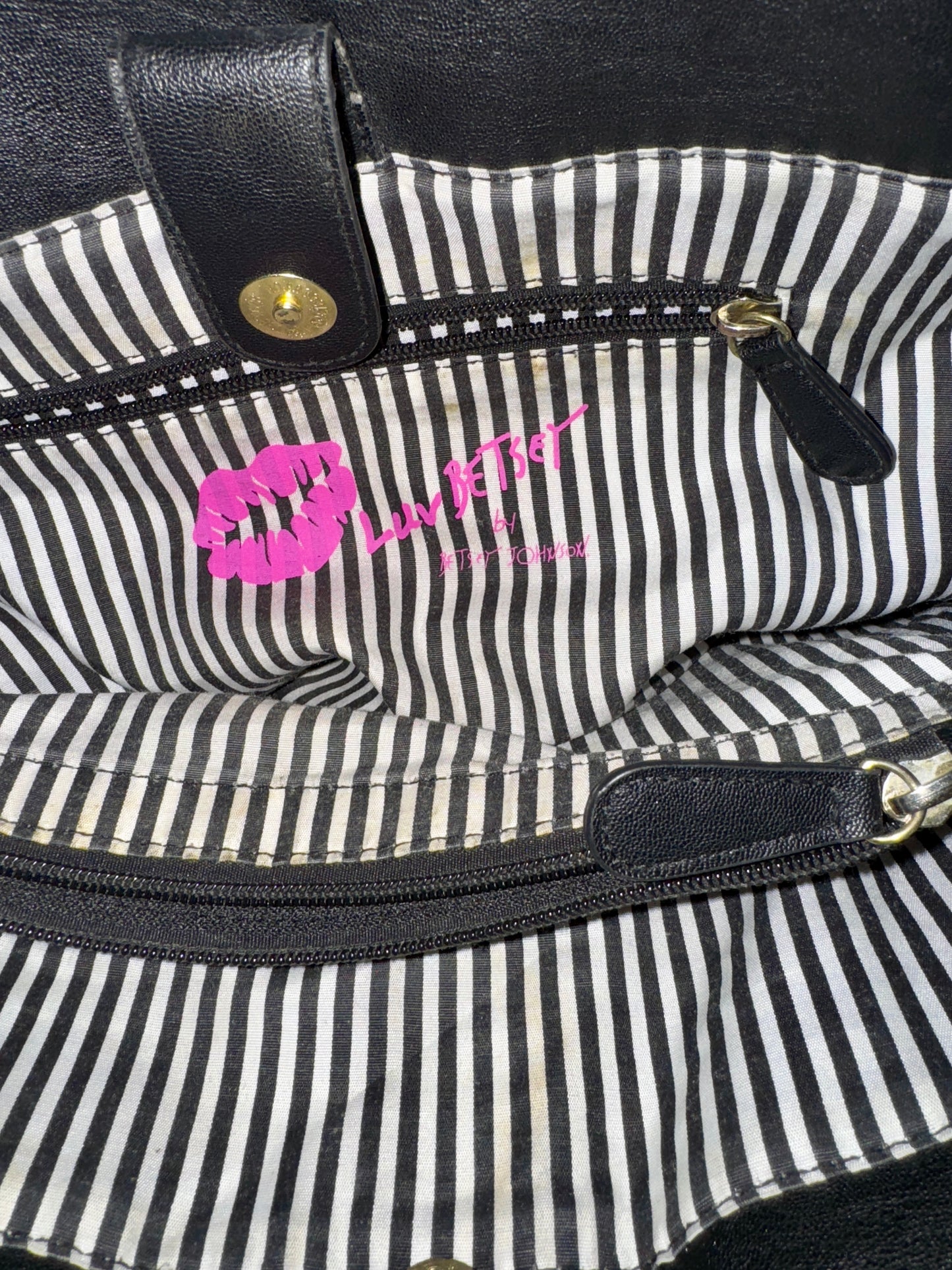 Betsey Johnson Striped Pink Floral Purse Handbag