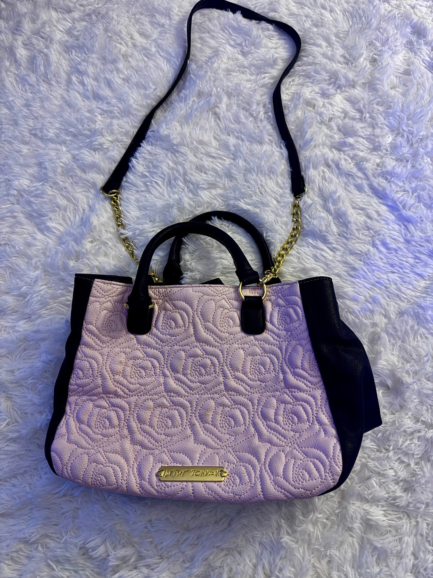 Betsey Johnson Handbag Rose Light Pink Quilted Tote