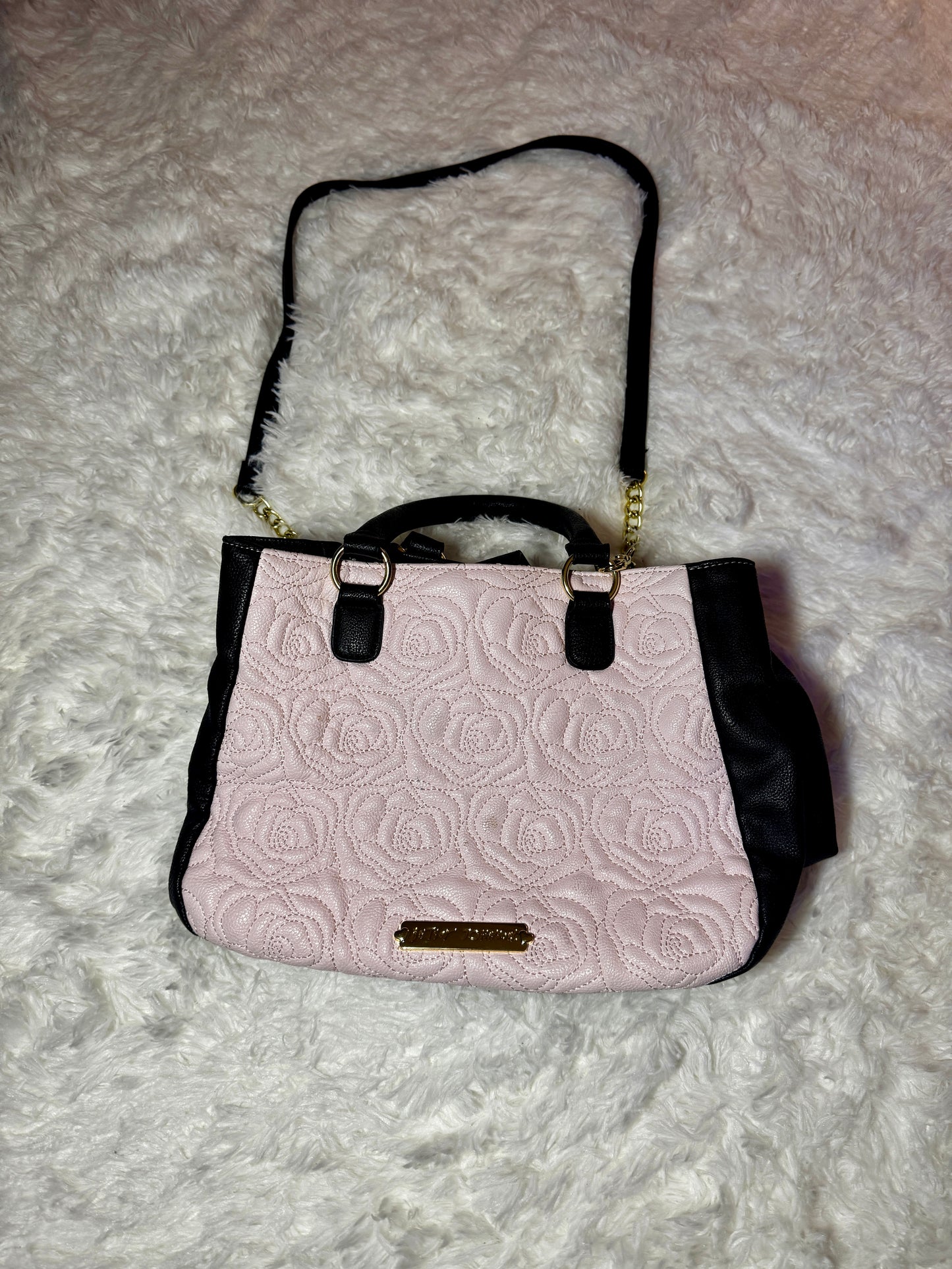 Betsey Johnson Handbag Rose Light Pink Quilted Tote