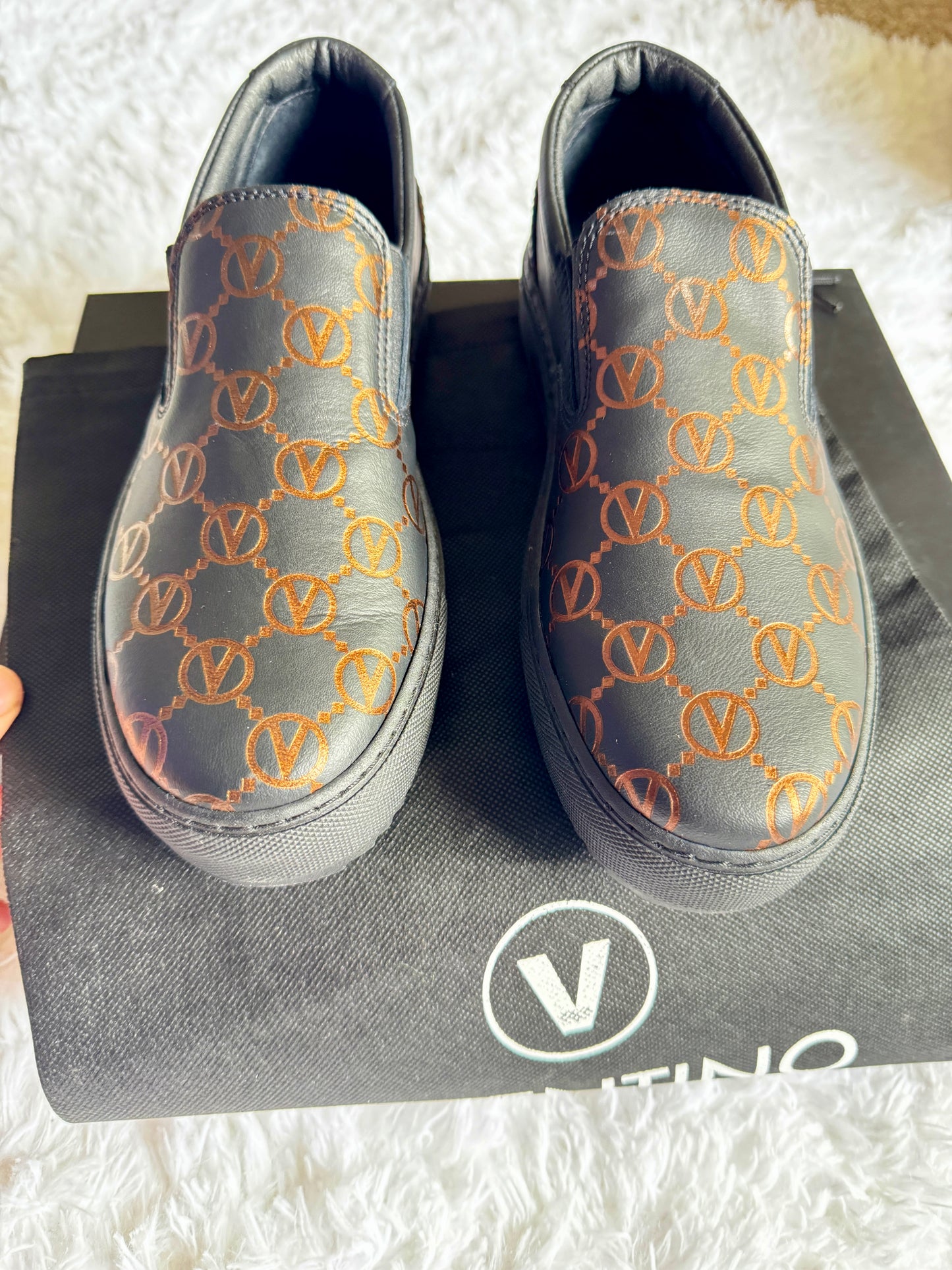 Valentino Shoes by Mario Valentino Monogram Leather Sneaker Size 7.5 $499 NWB!!!