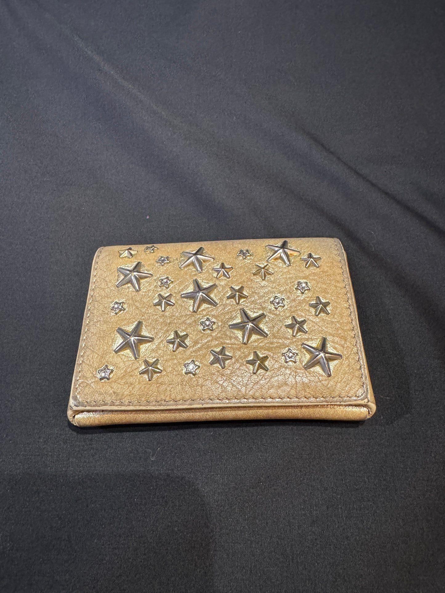 Jimmy Choo Star Studs Leather Card Coin Case Wallet