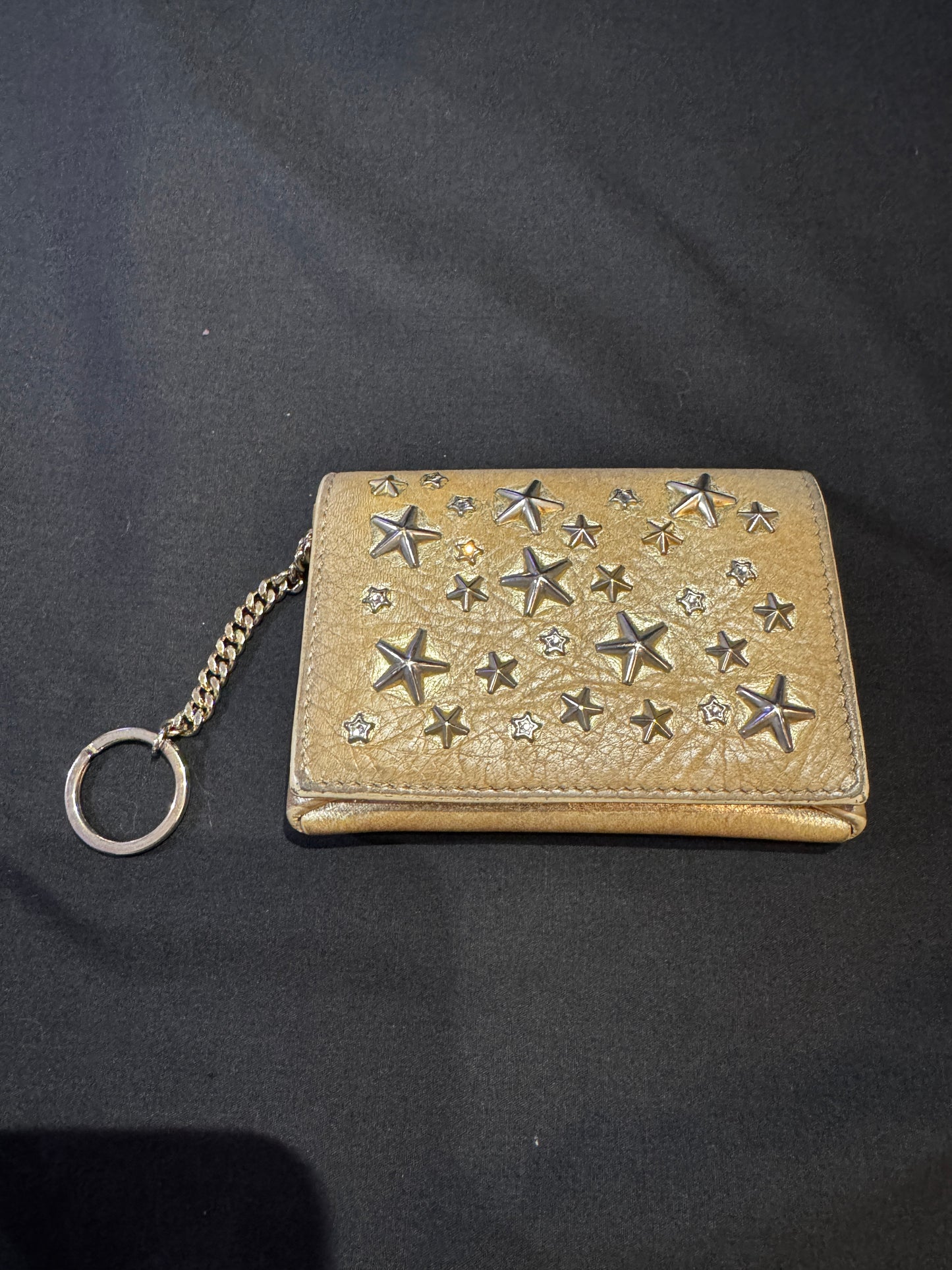 Jimmy Choo Star Studs Leather Card Coin Case Wallet