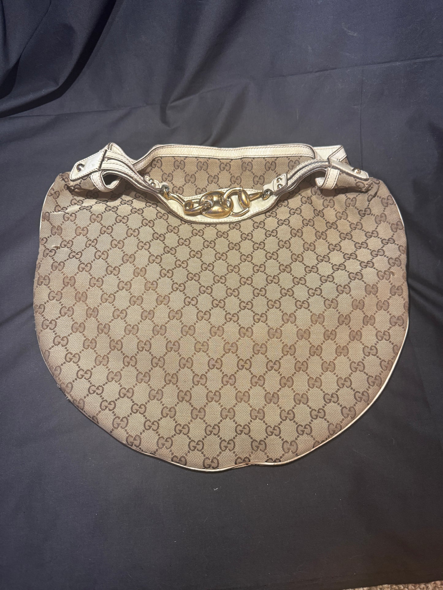 Gucci Beige Monogram Large Wave Hobo in Off White