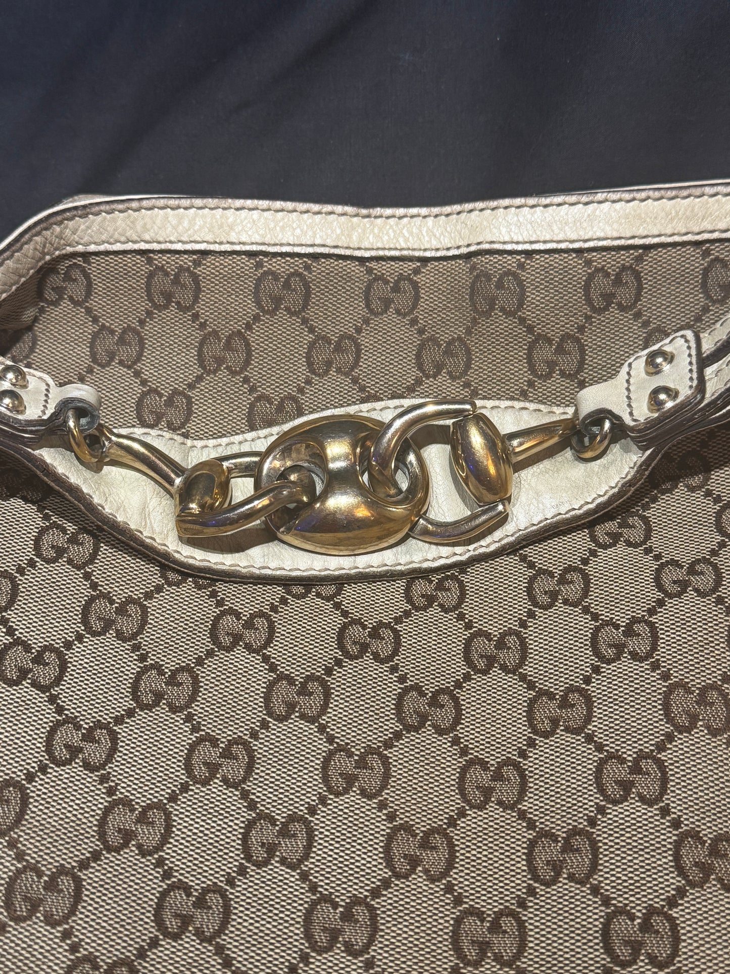 Gucci Beige Monogram Large Wave Hobo in Off White