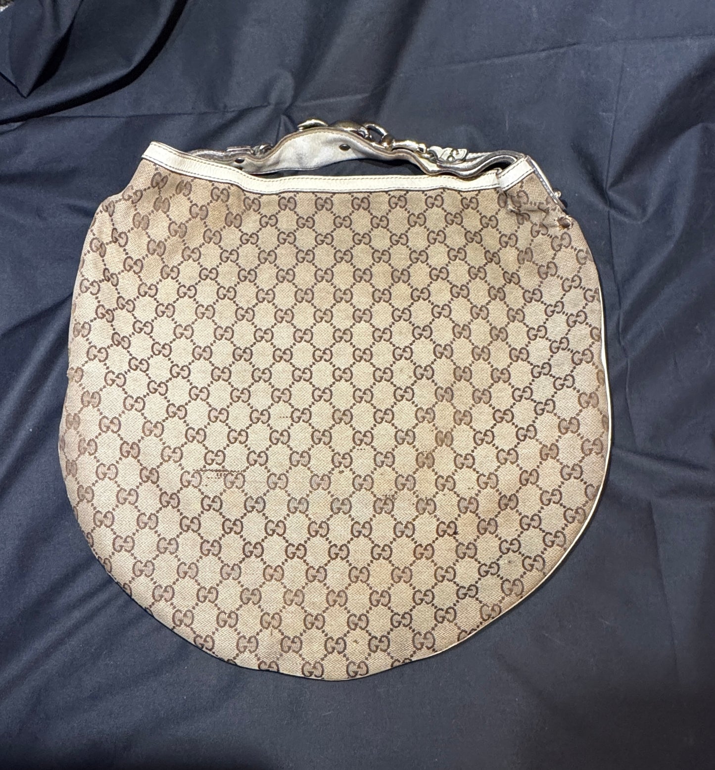 Gucci Beige Monogram Large Wave Hobo in Off White