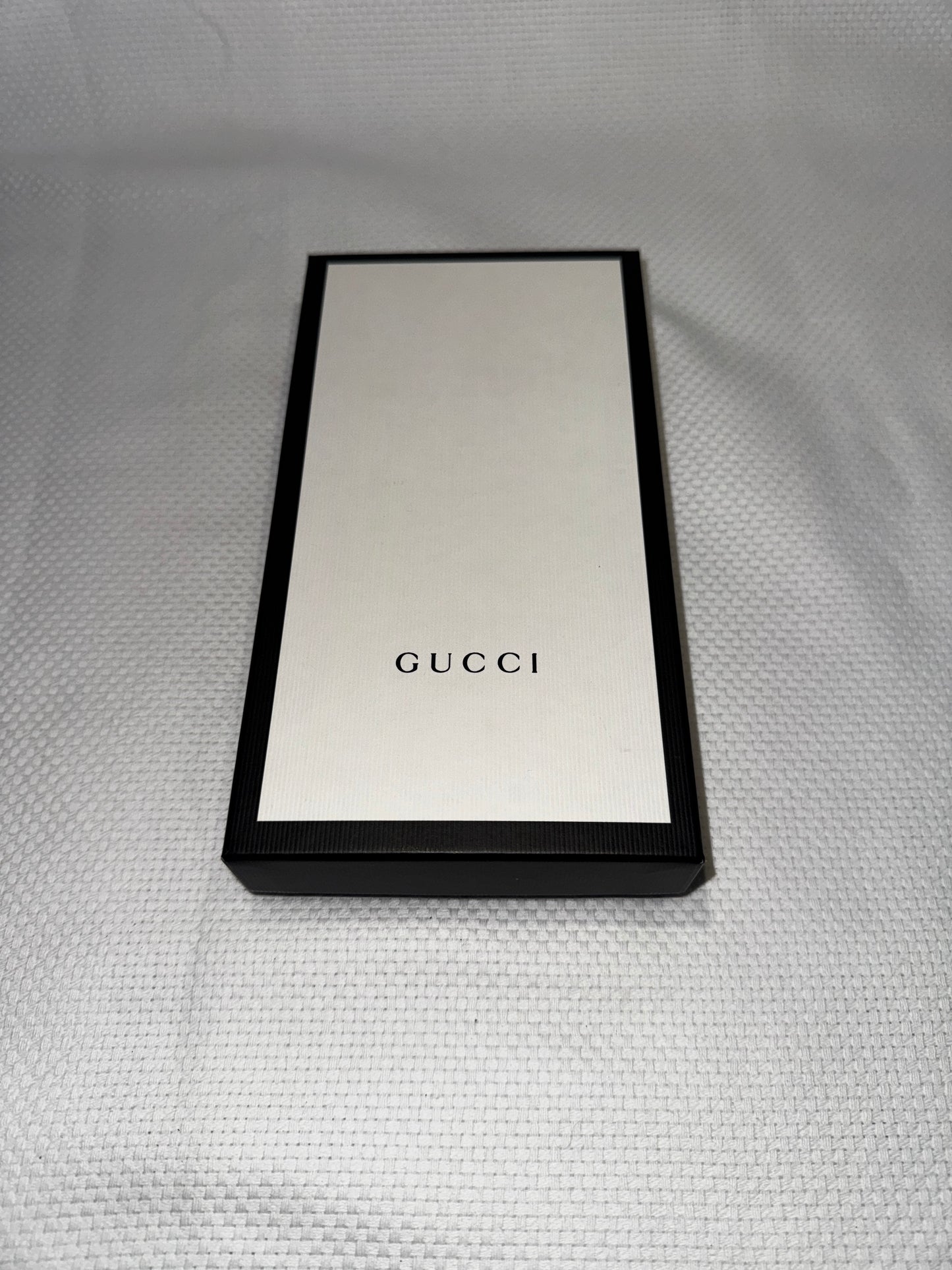 GUCCI Sylvie cream leather and stripe gold buckle wallet