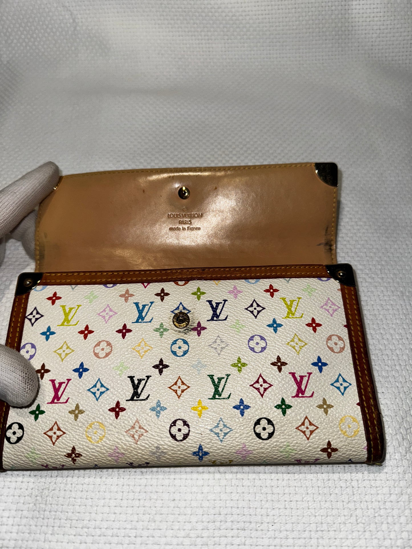 Louis Vuitton White Multicolor Porte International Murakami Wallet