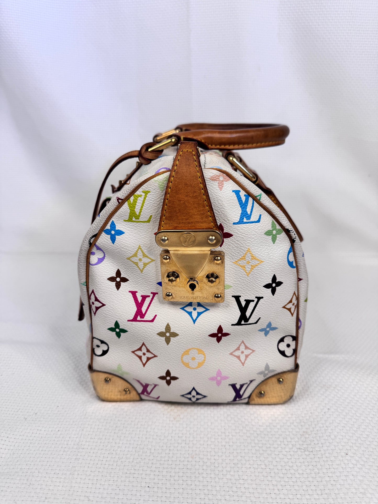 Louis Vuitton 2003 Takashi Murakami Multicolor Monogram Speedy 30 Blanc
