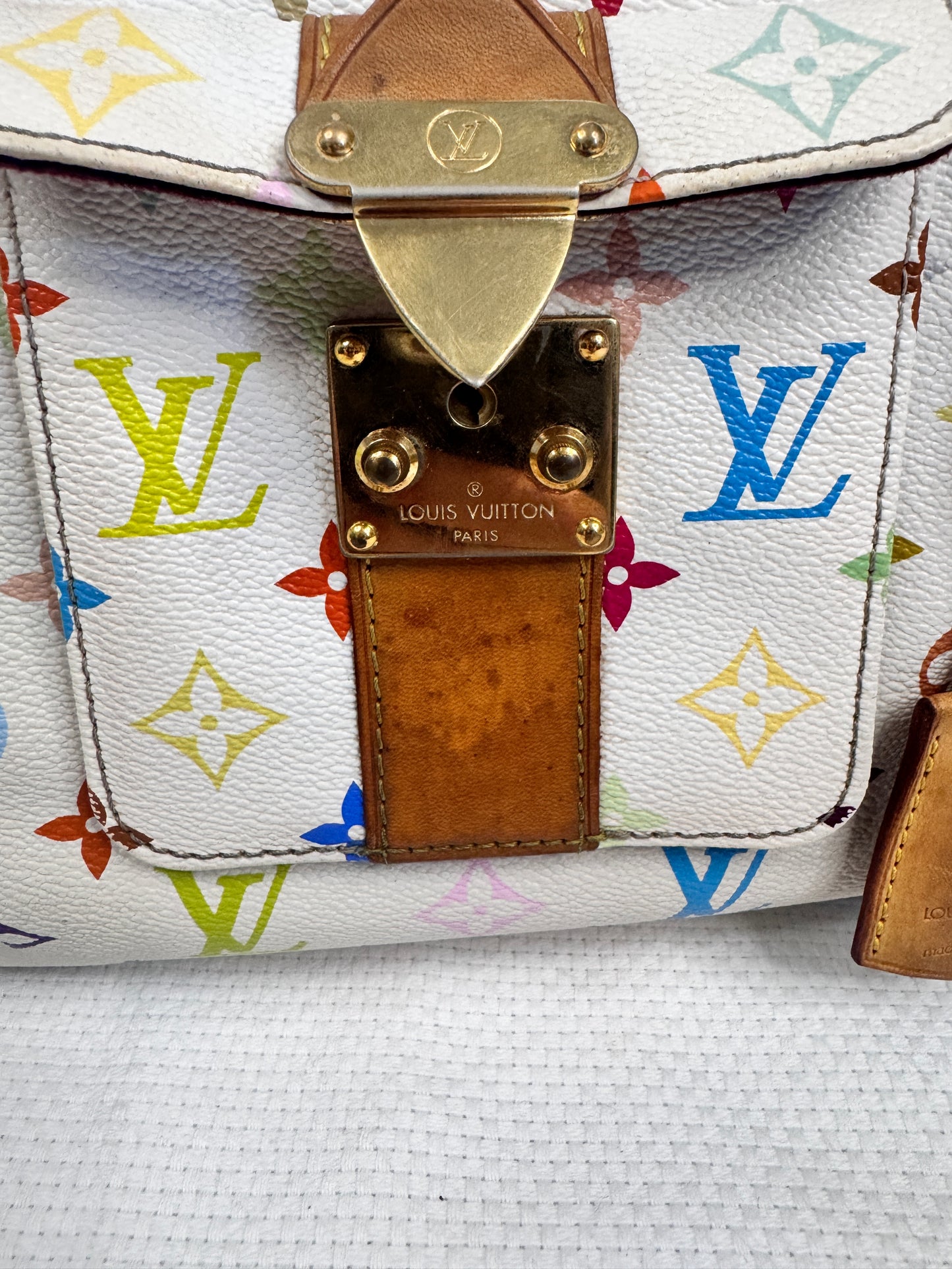 Louis Vuitton 2003 Takashi Murakami Multicolor Monogram Speedy 30 Blanc