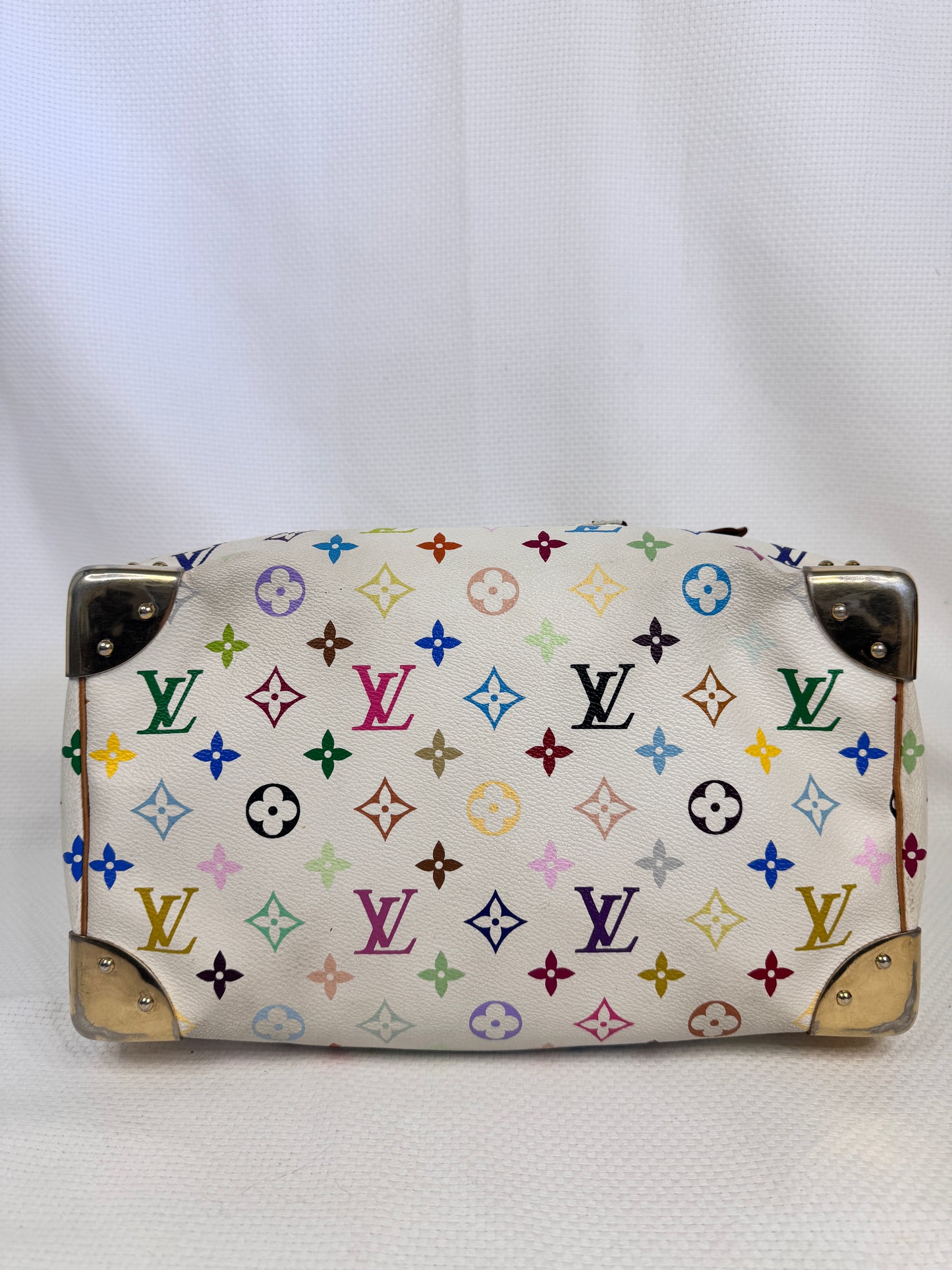Louis Vuitton 2003 Takashi Murakami Multicolor Monogram Speedy 30 Blanc