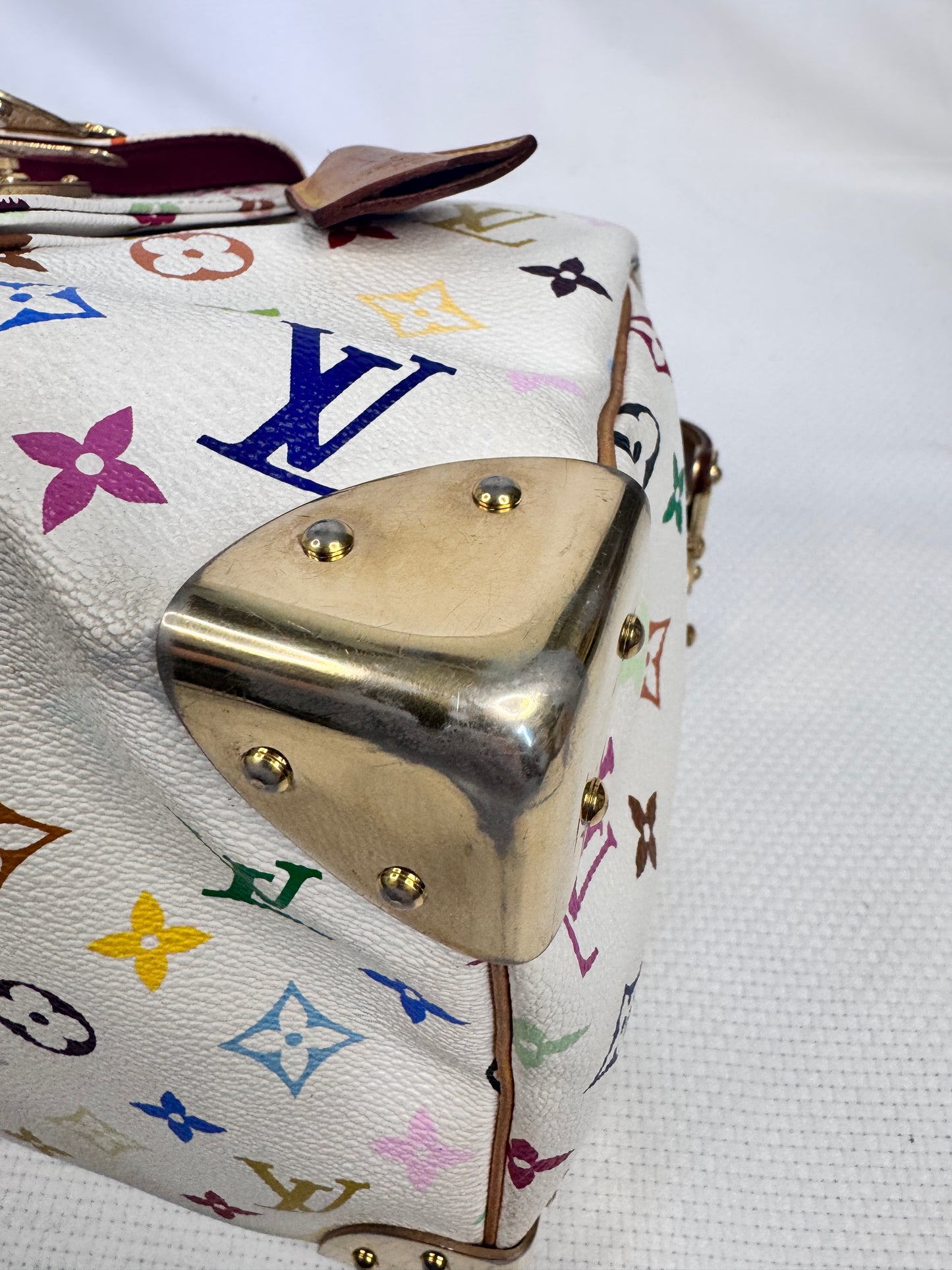 Louis Vuitton 2003 Takashi Murakami Multicolor Monogram Speedy 30 Blanc