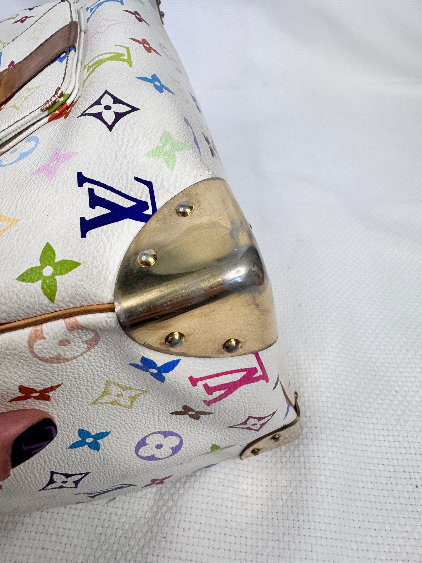 Louis Vuitton 2003 Takashi Murakami Multicolor Monogram Speedy 30 Blanc