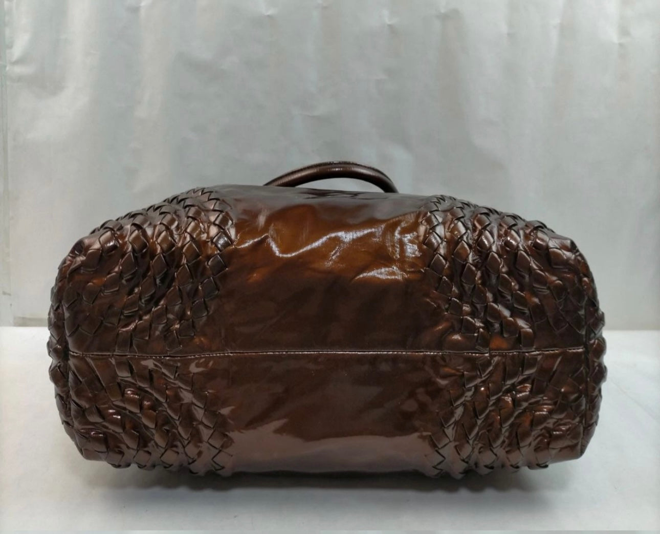 Bottega Veneta Open Tote Patent with Intrecciato Detail Large