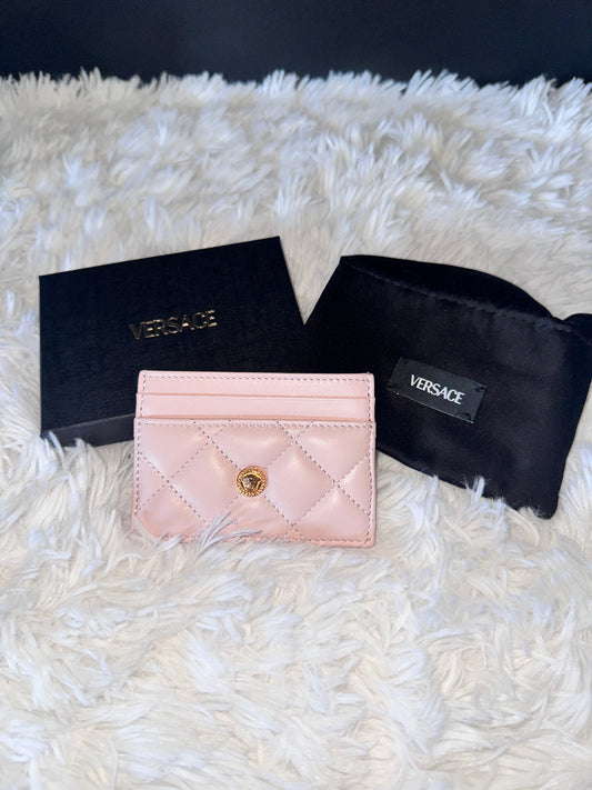 Versace Pink Quilted Leather Card Case