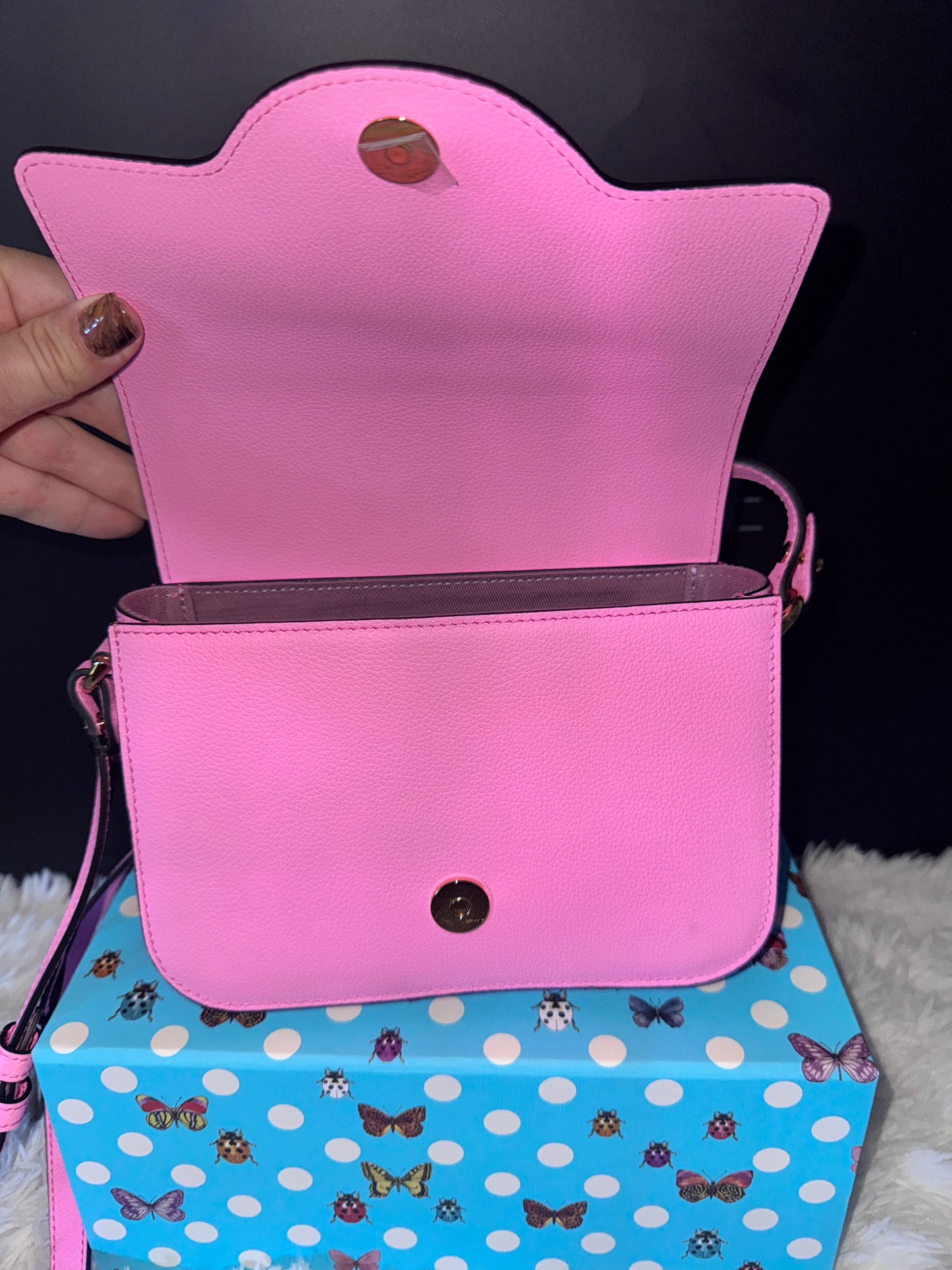 Versace Pink Vitello Pebbled Leather Crossbody Bag