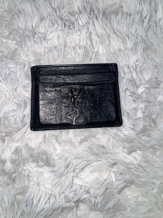 YSL Black Croc Embossed Black Calfskin Card Holder