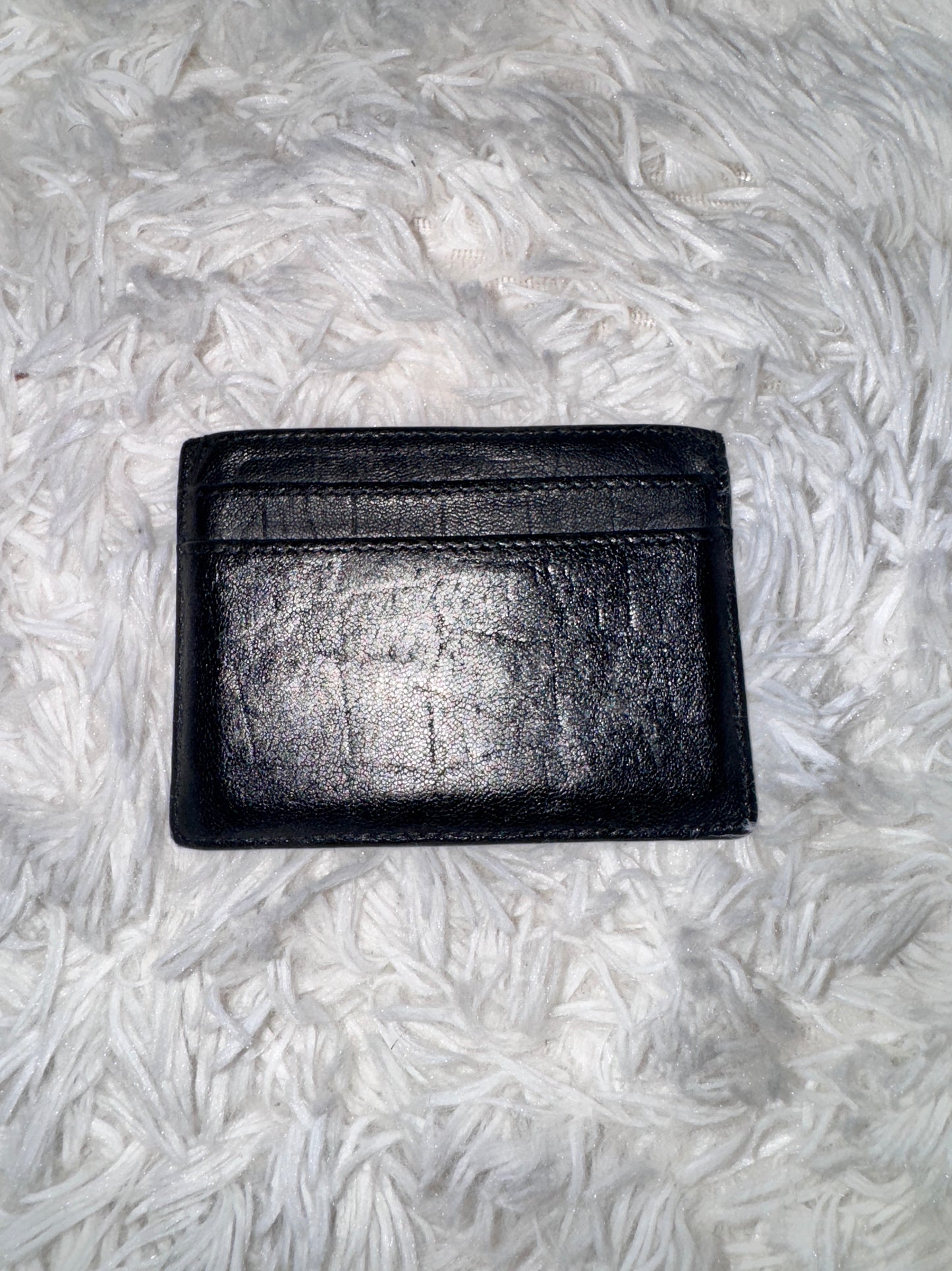YSL Black Croc Embossed Black Calfskin Card Holder