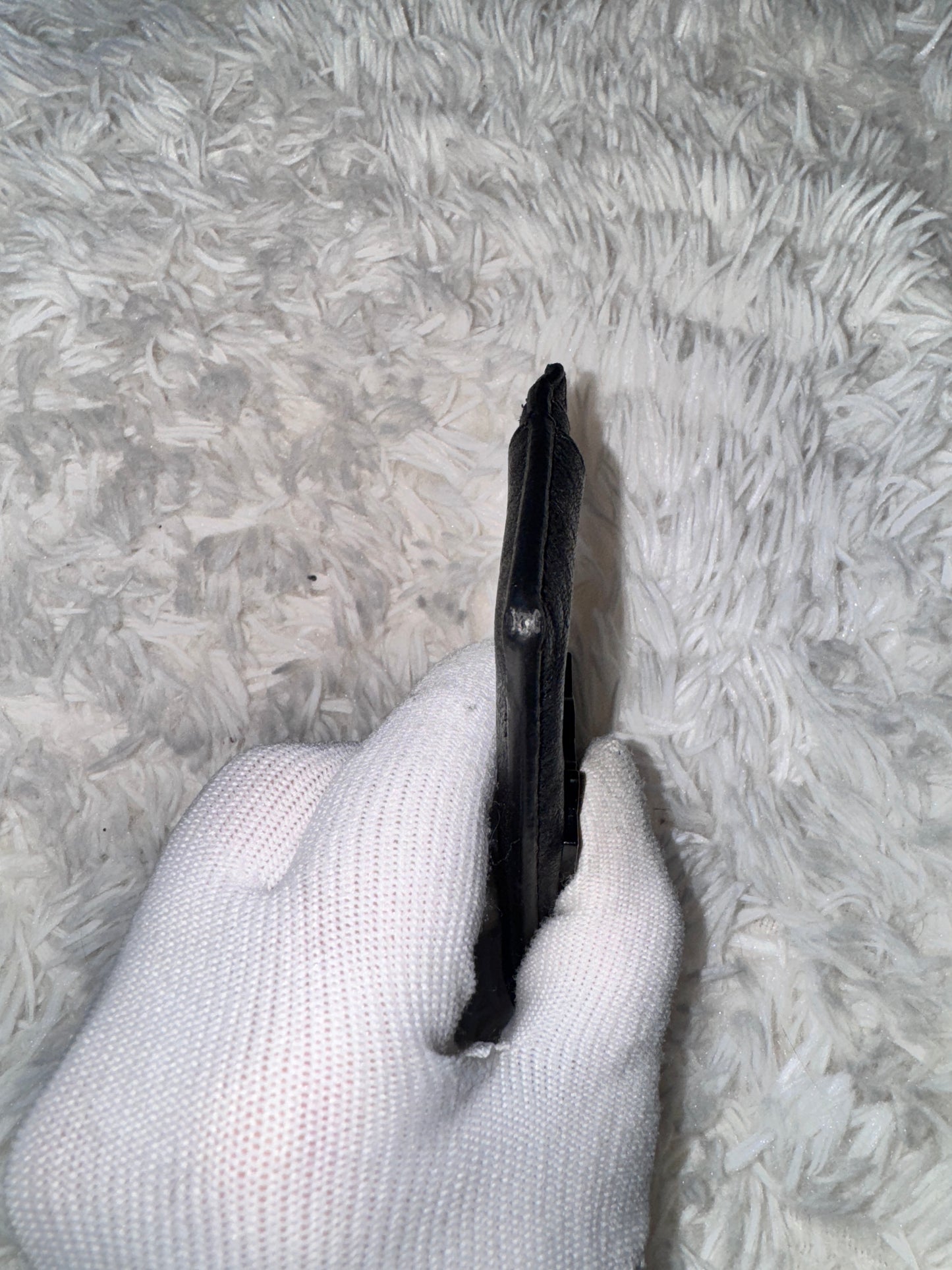 YSL Black Croc Embossed Black Calfskin Card Holder