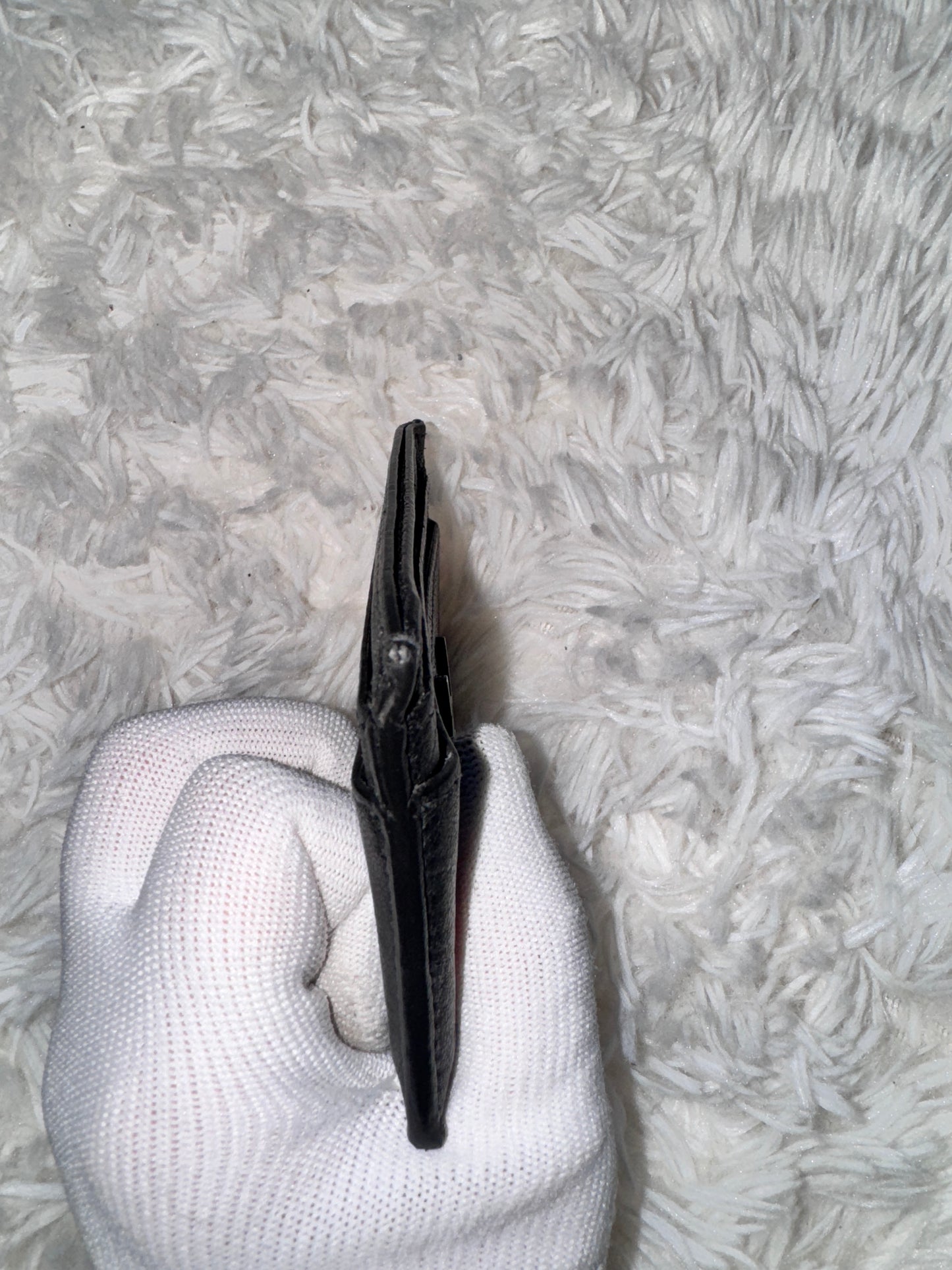 YSL Black Croc Embossed Black Calfskin Card Holder