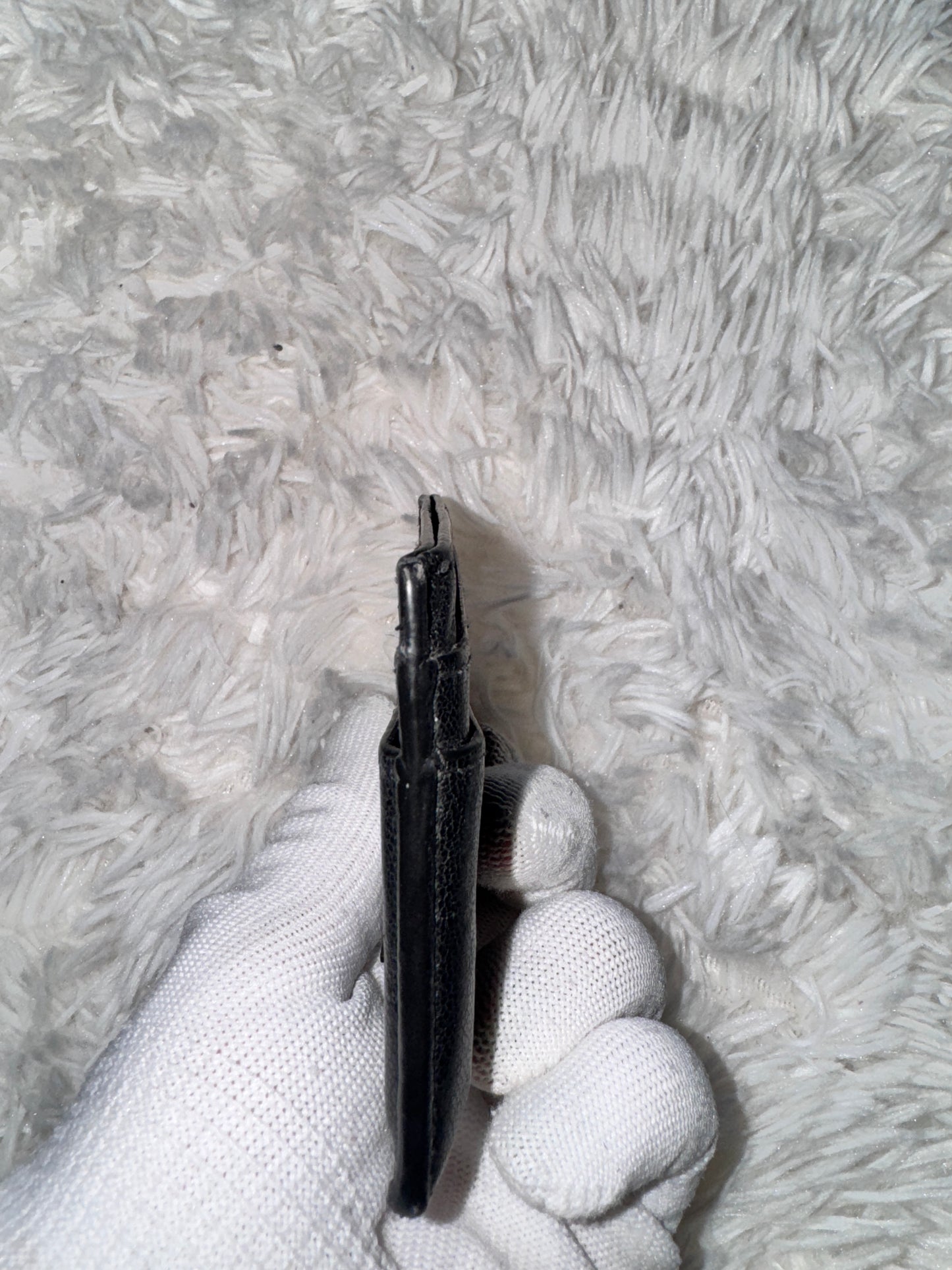 YSL Black Croc Embossed Black Calfskin Card Holder