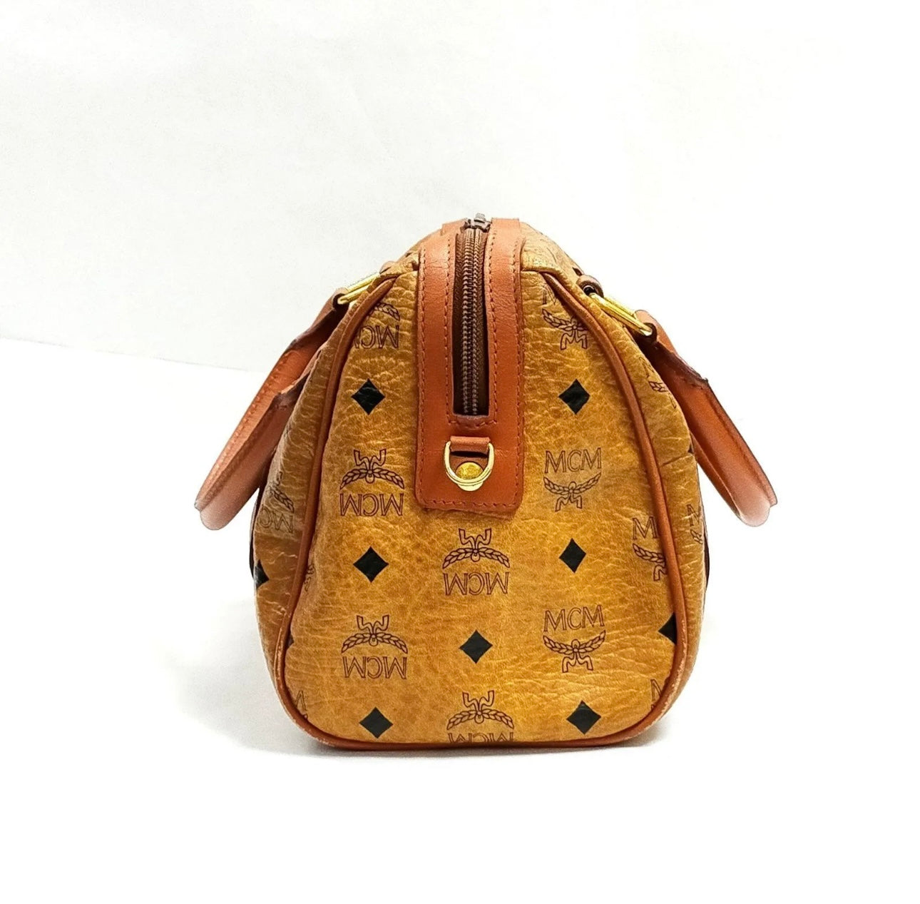 MCM Cognac Visetos Leather Handbag