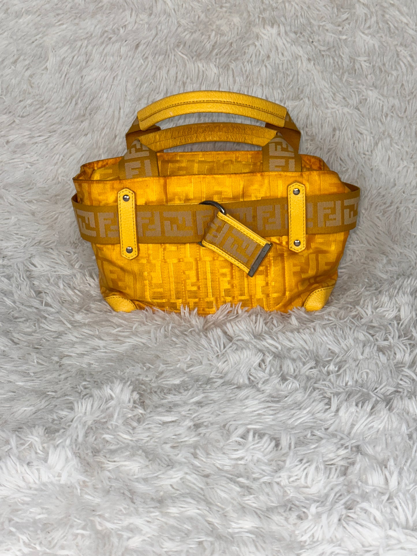 Fendi Zucca Cinghiale Medium Zip Code Shopping Tote
