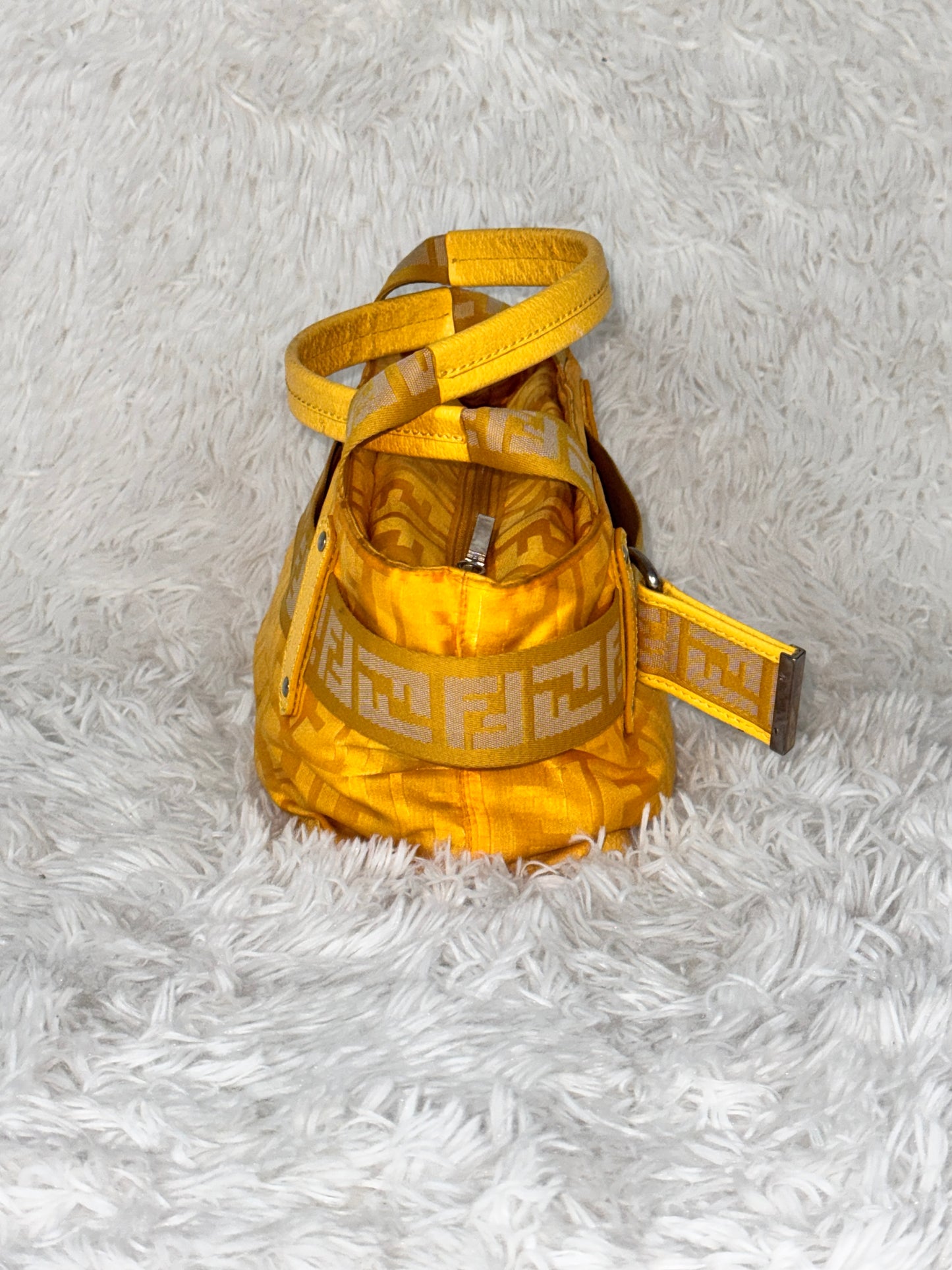 Fendi Zucca Cinghiale Medium Zip Code Shopping Tote