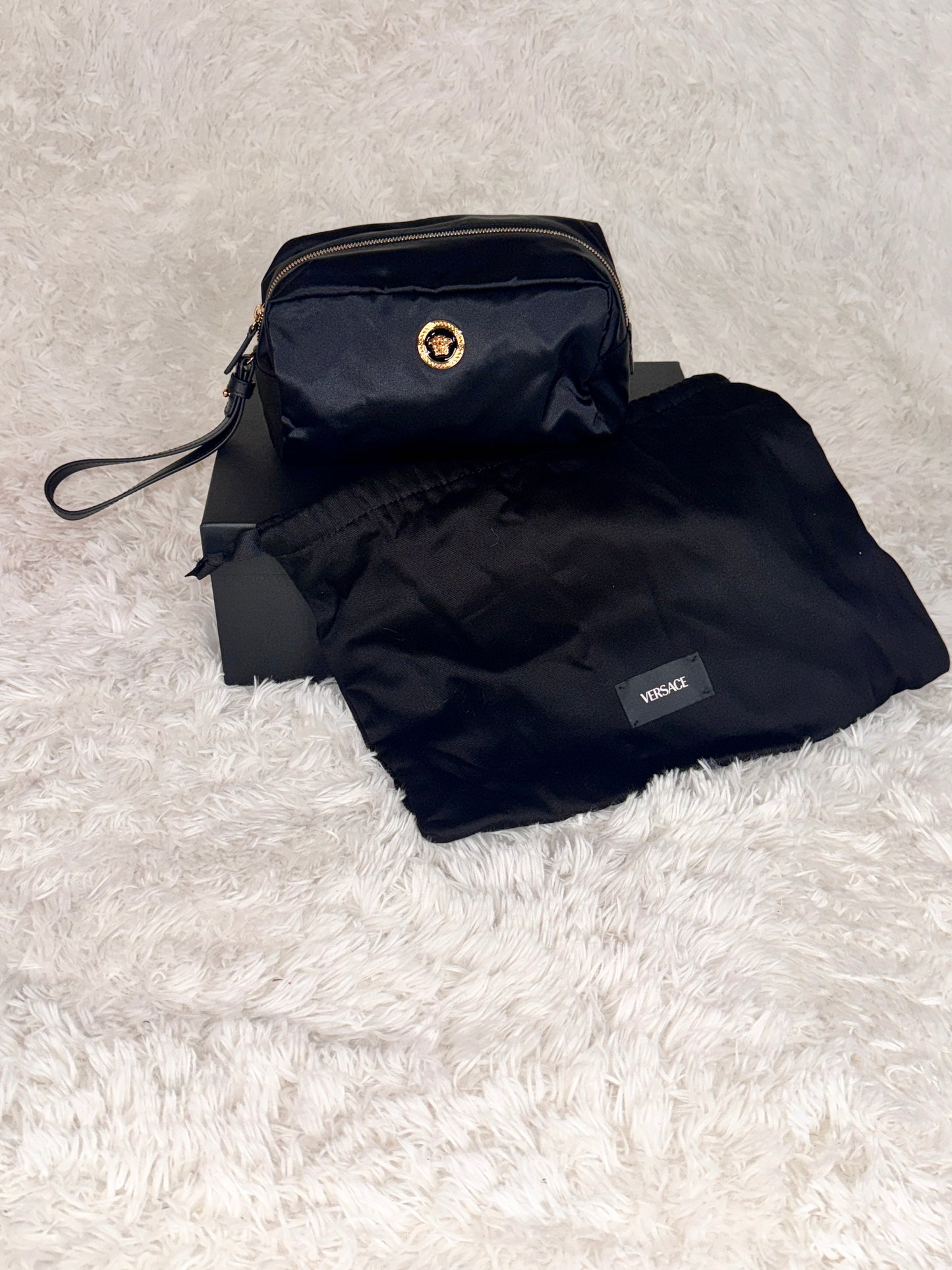Versace Black Nylon Toiletries Pouch