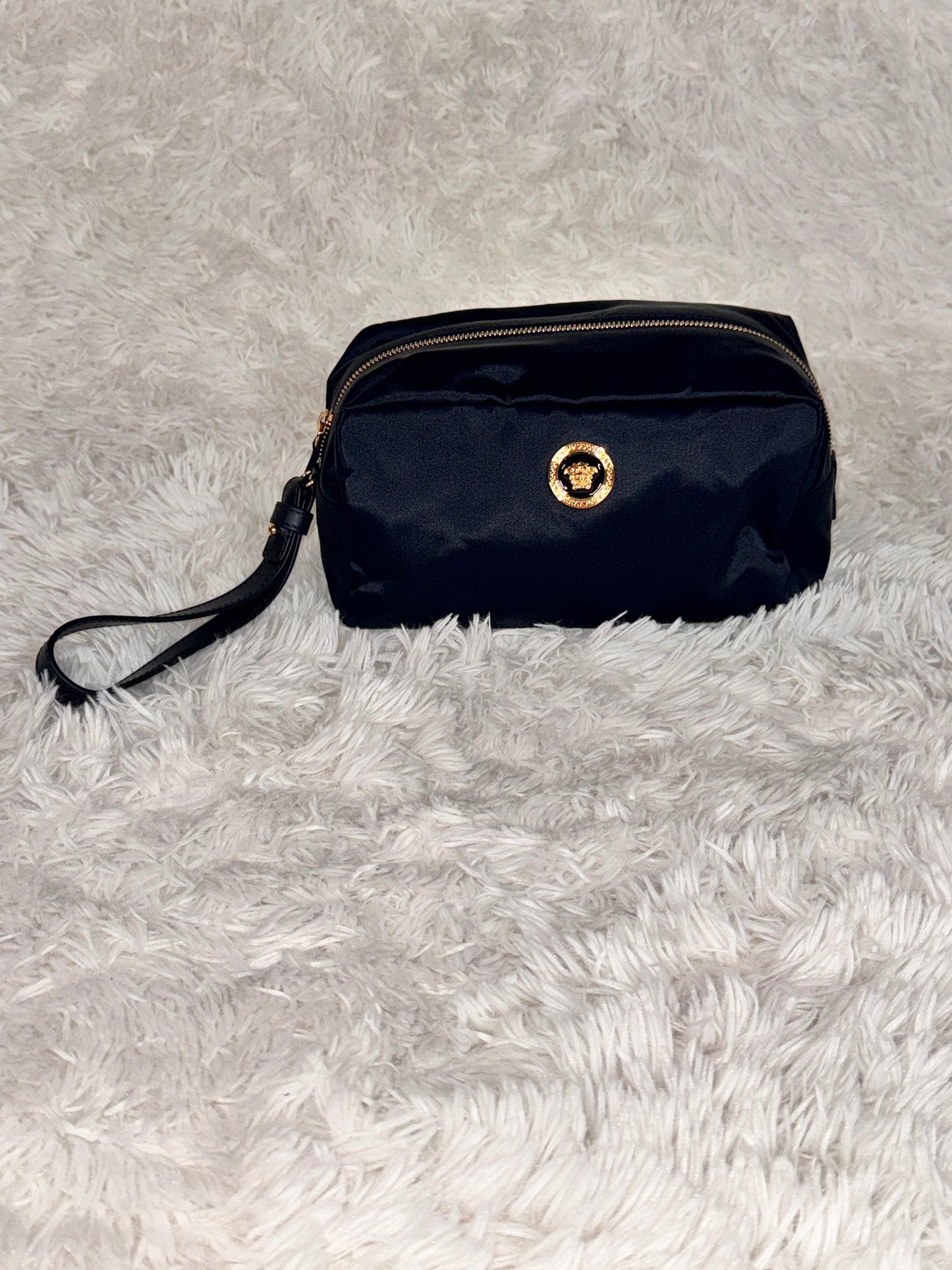 Versace Black Nylon Toiletries Pouch