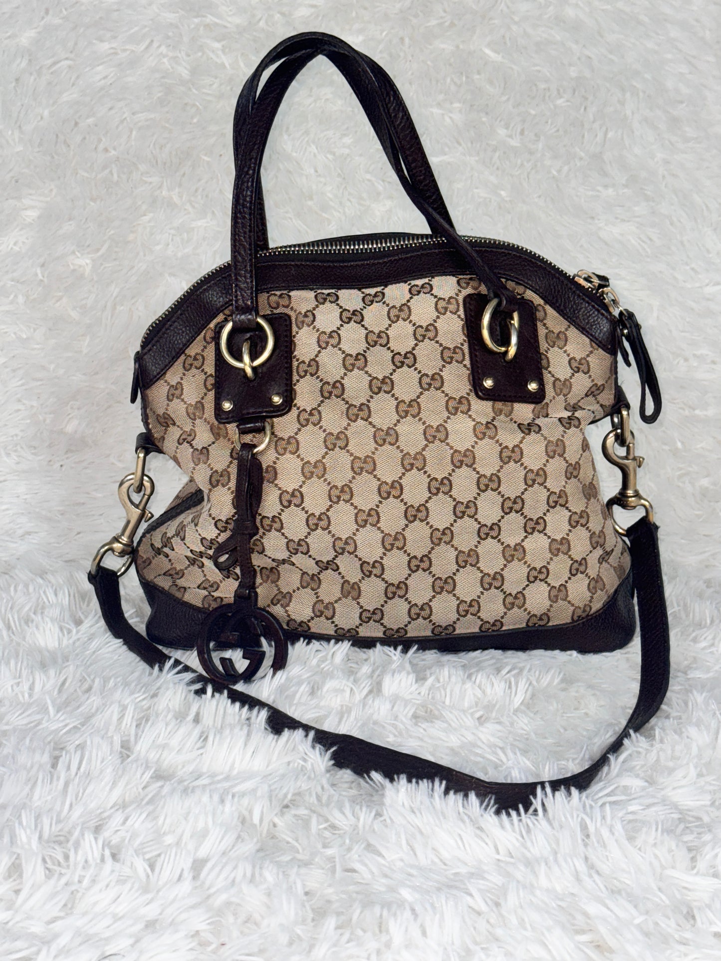 GUCCI GG Canvas Tote Bag with Interlocking G Charm
