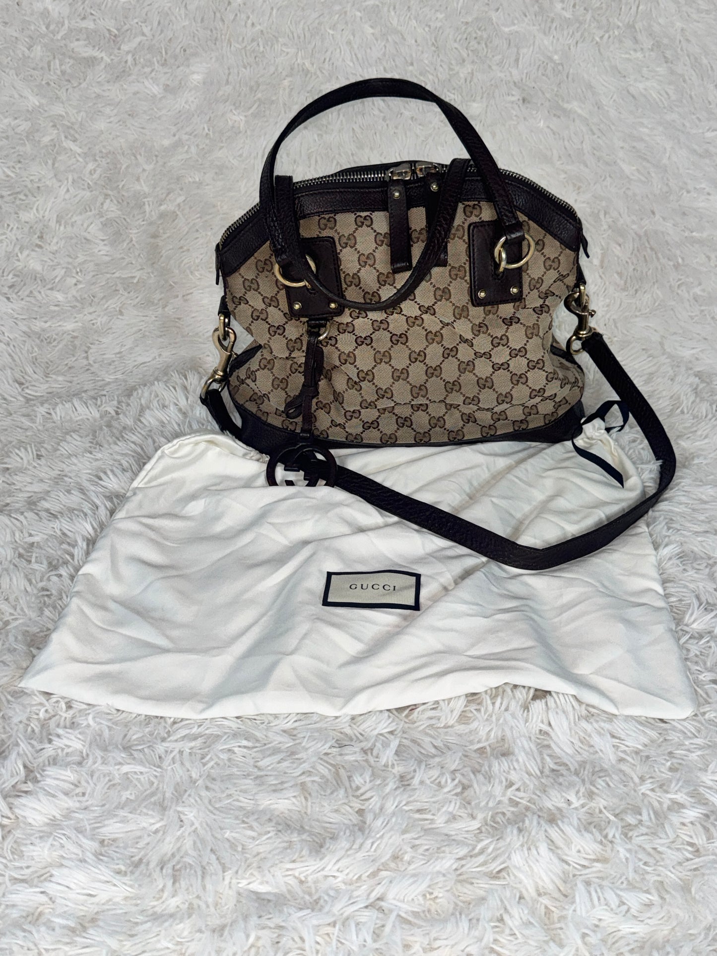 GUCCI GG Canvas Tote Bag with Interlocking G Charm