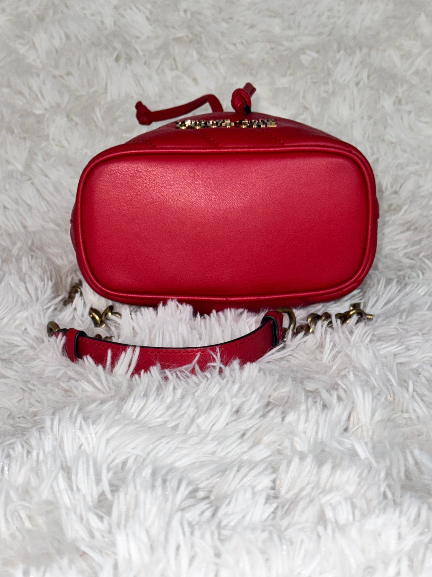 Versace Jeans Couture Red Quilted Logo Bucket Bag