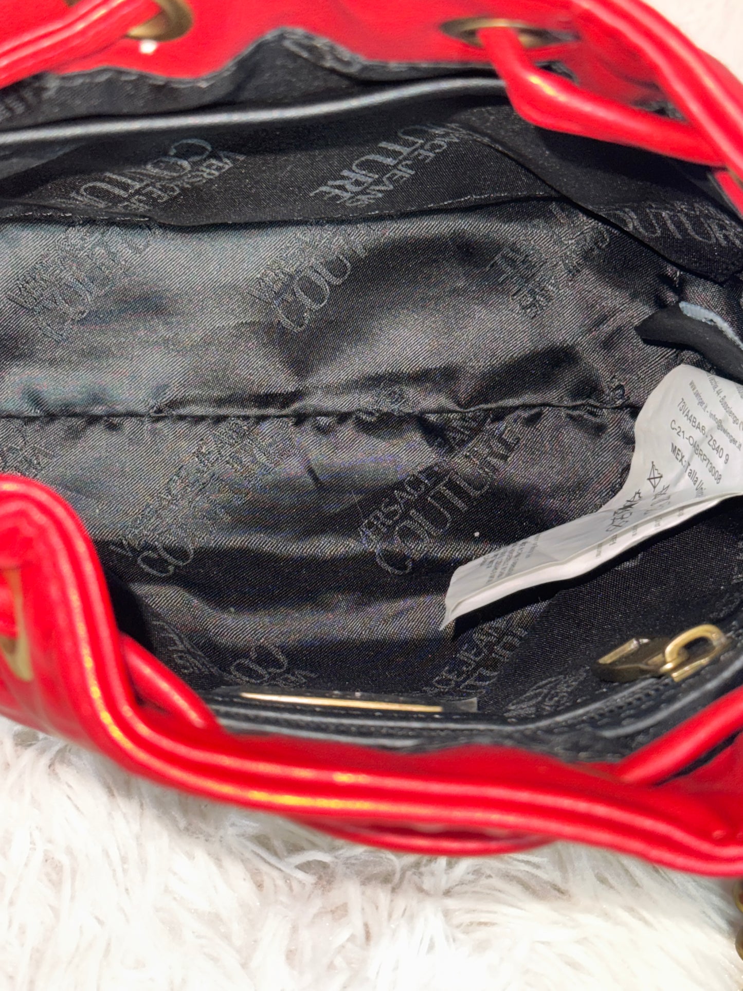 Versace Jeans Couture Red Quilted Logo Bucket Bag