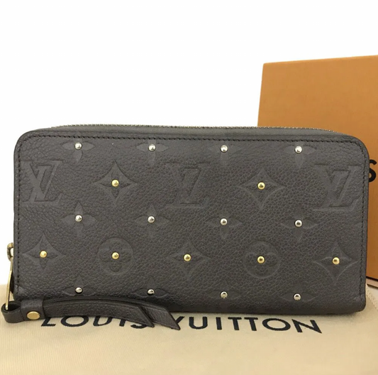 Louis Vuitton Gray Studded Empreinte Long Zip Wallet