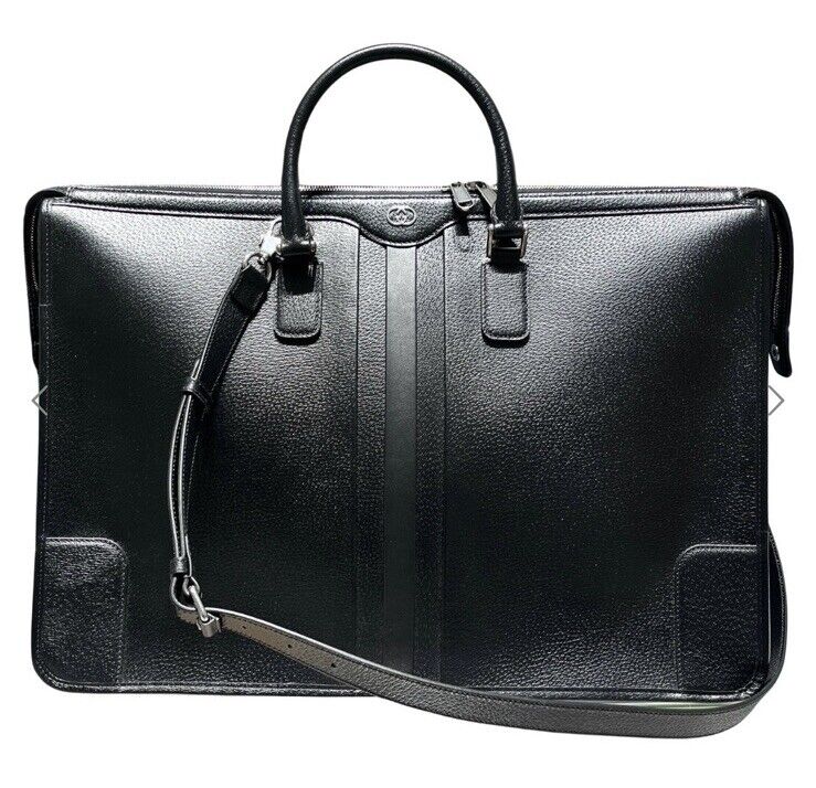 Gucci Interlocking G Black Leather Briefcase