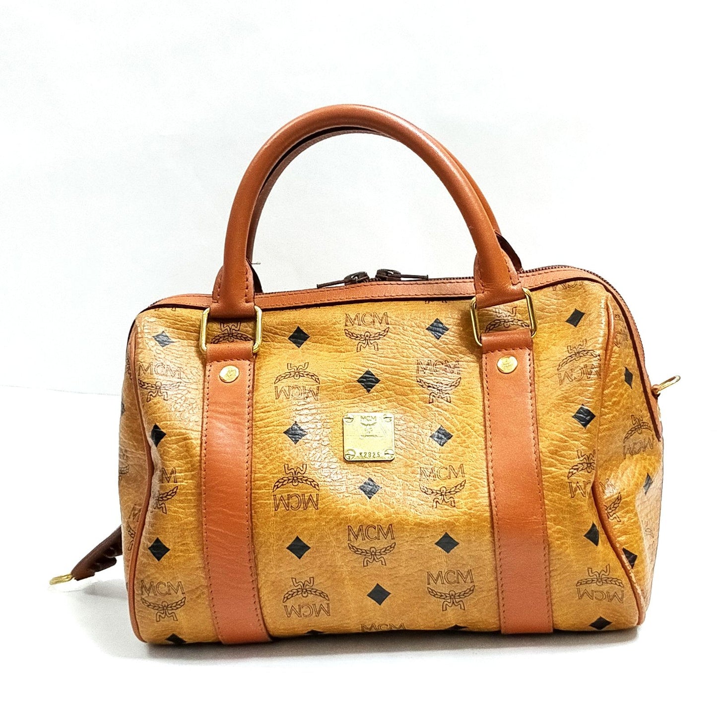 MCM Cognac Visetos Leather Handbag